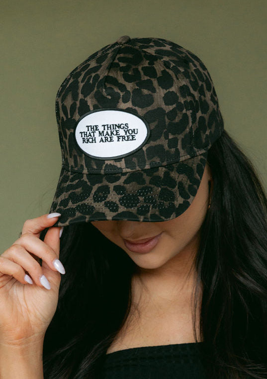 Rich is Free Hat- Leopard