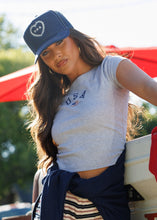 Load image into Gallery viewer, USA Crotchet Heart Hat- Denim
