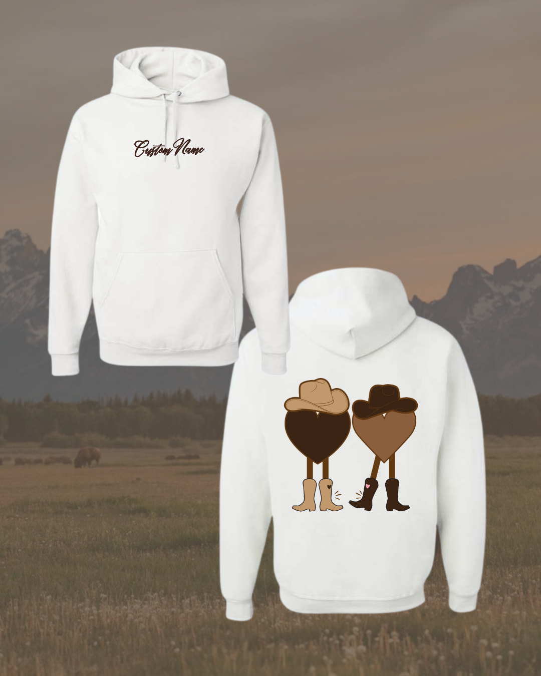 Cowboy Hearts Hoodie - Size M, see notes for customization