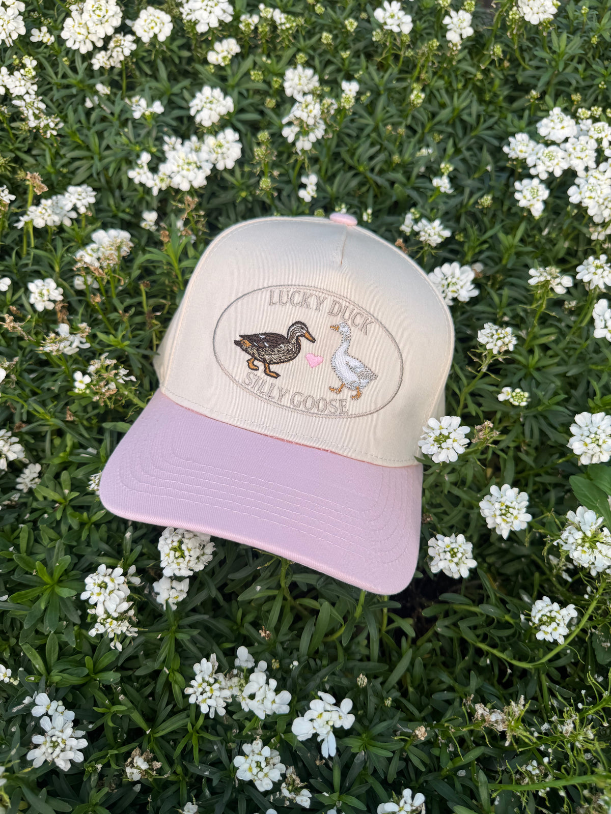 Lucky Duck Silly Goose Hat- Baby Pink