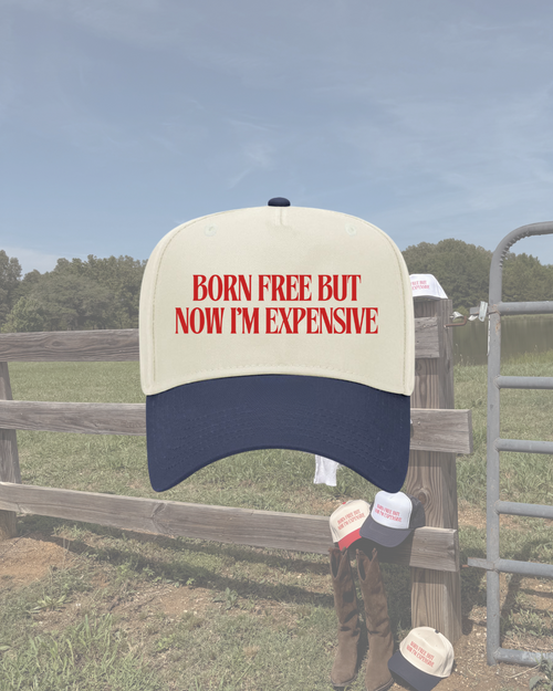 Born Free Trucker Hat- Navy and Natural