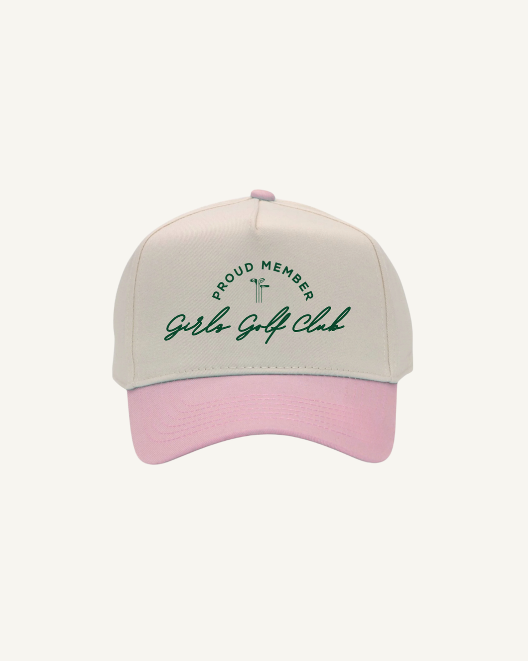 Girls Golf Club Hat- Natural and Pink