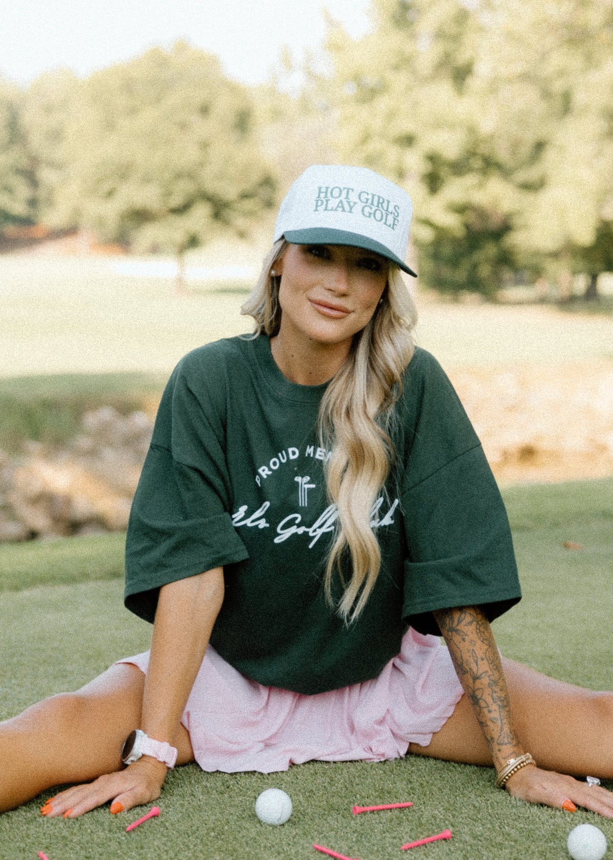 Girls Golf Club Tee- Dark Green