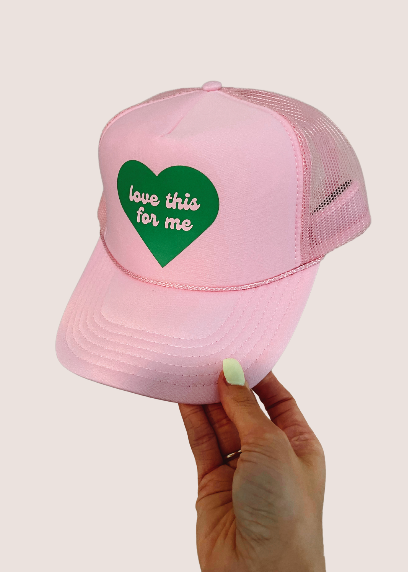 Love This For Me Trucker Hat Pink The Diamond Label