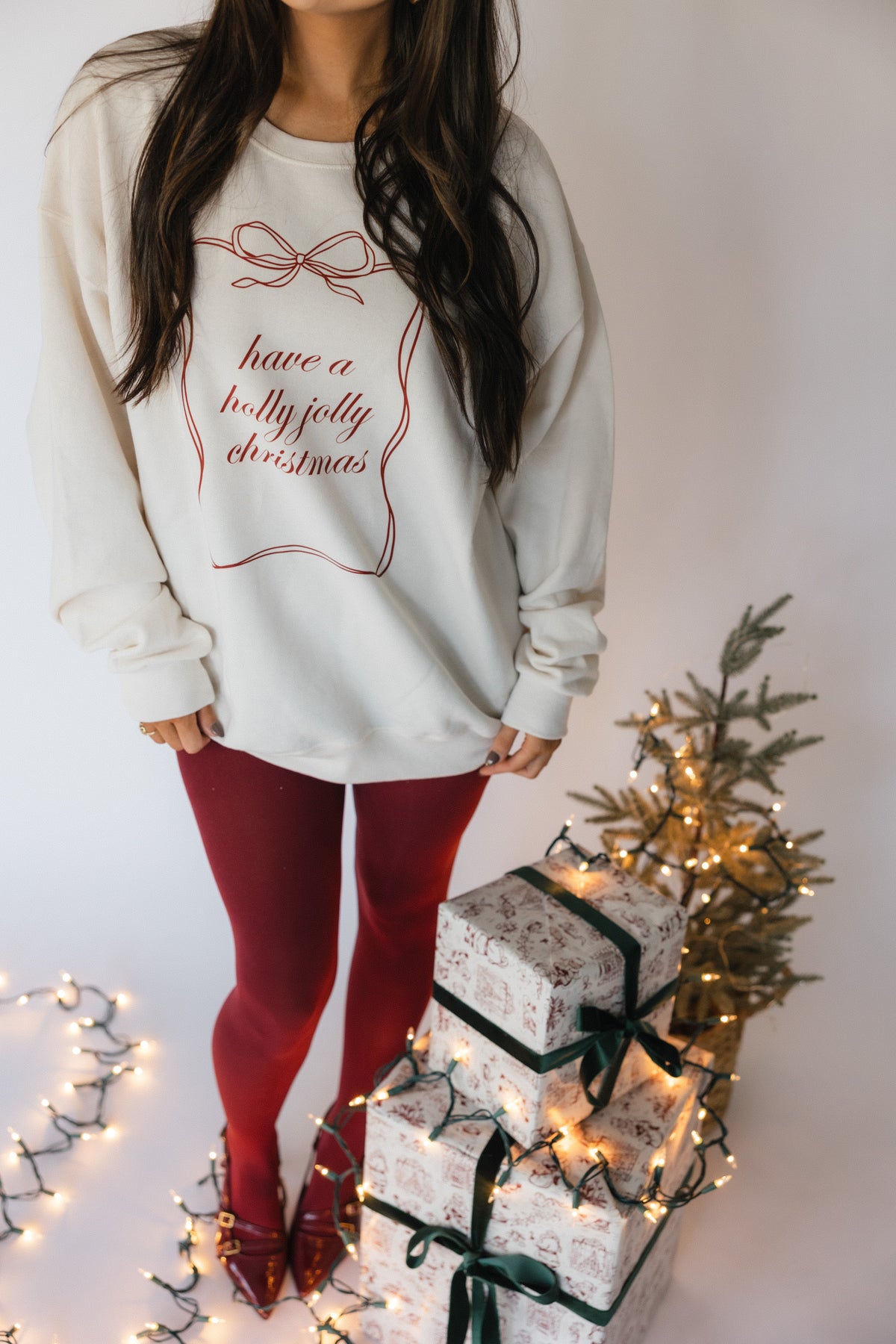 Holly Jolly Sweatshirt- Cream