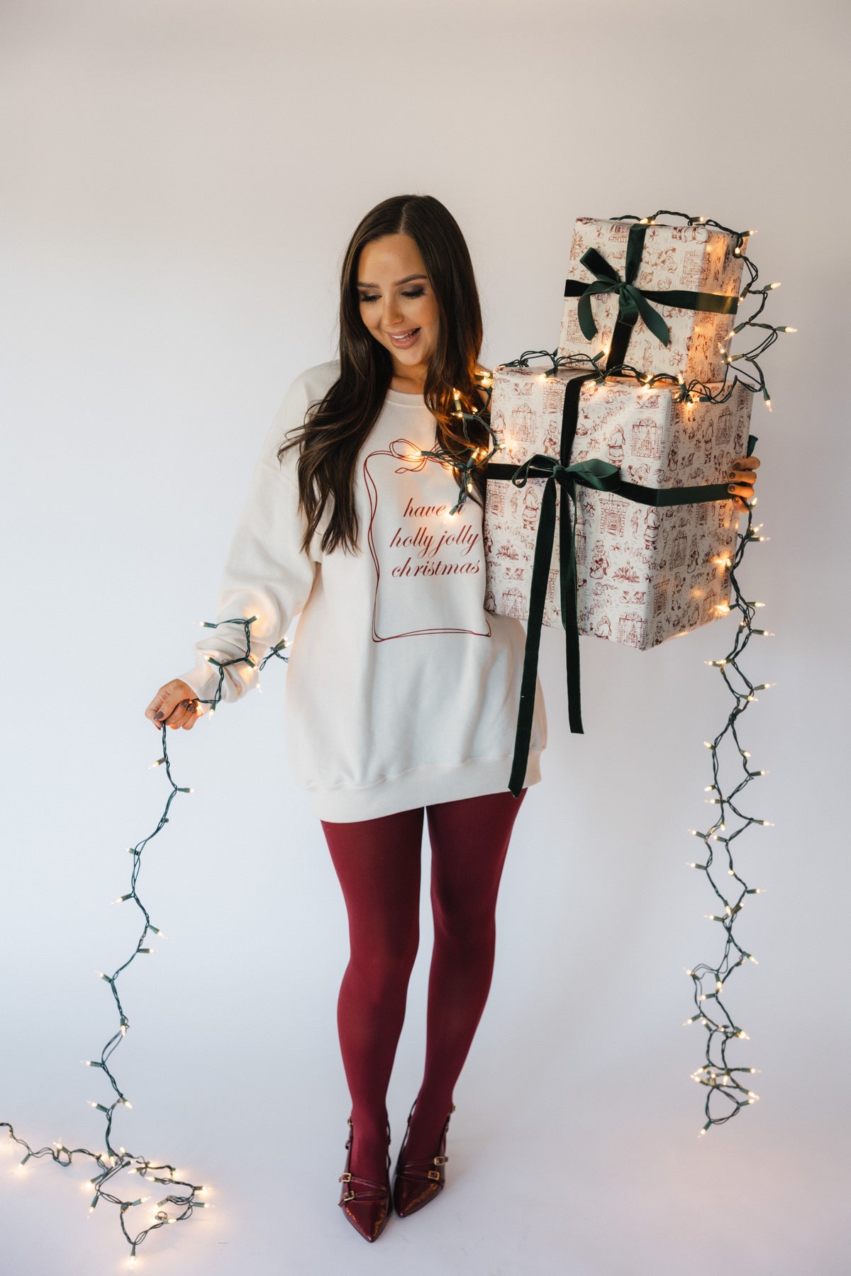 Holly Jolly Sweatshirt- Cream