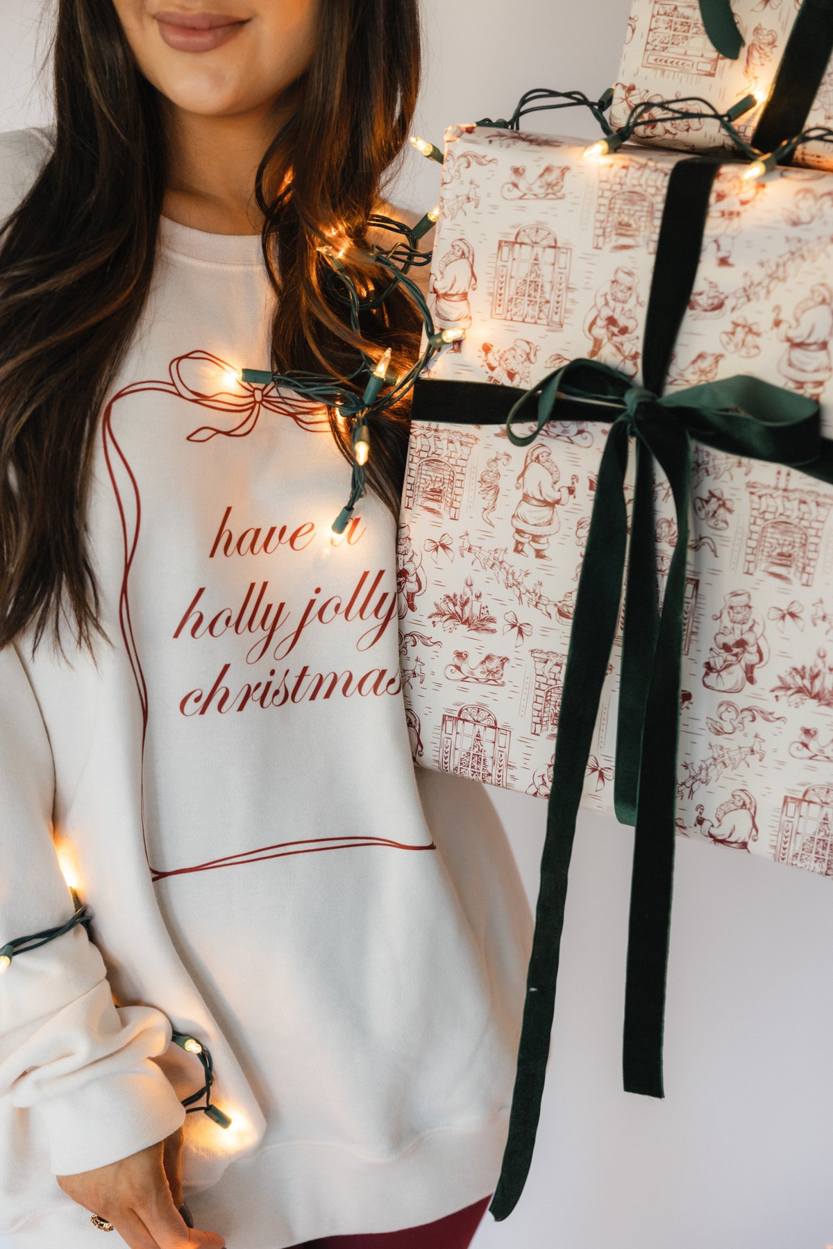 Holly Jolly Sweatshirt- Cream