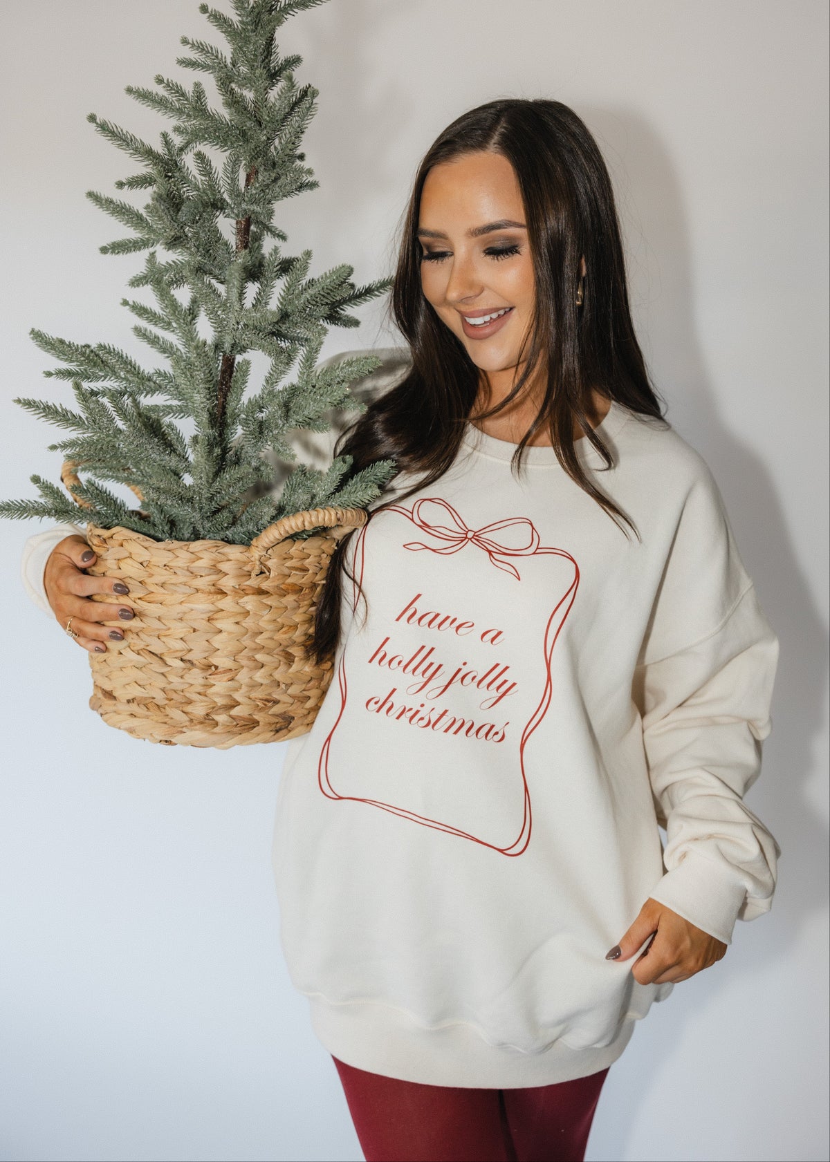 Holly Jolly Sweatshirt- Cream