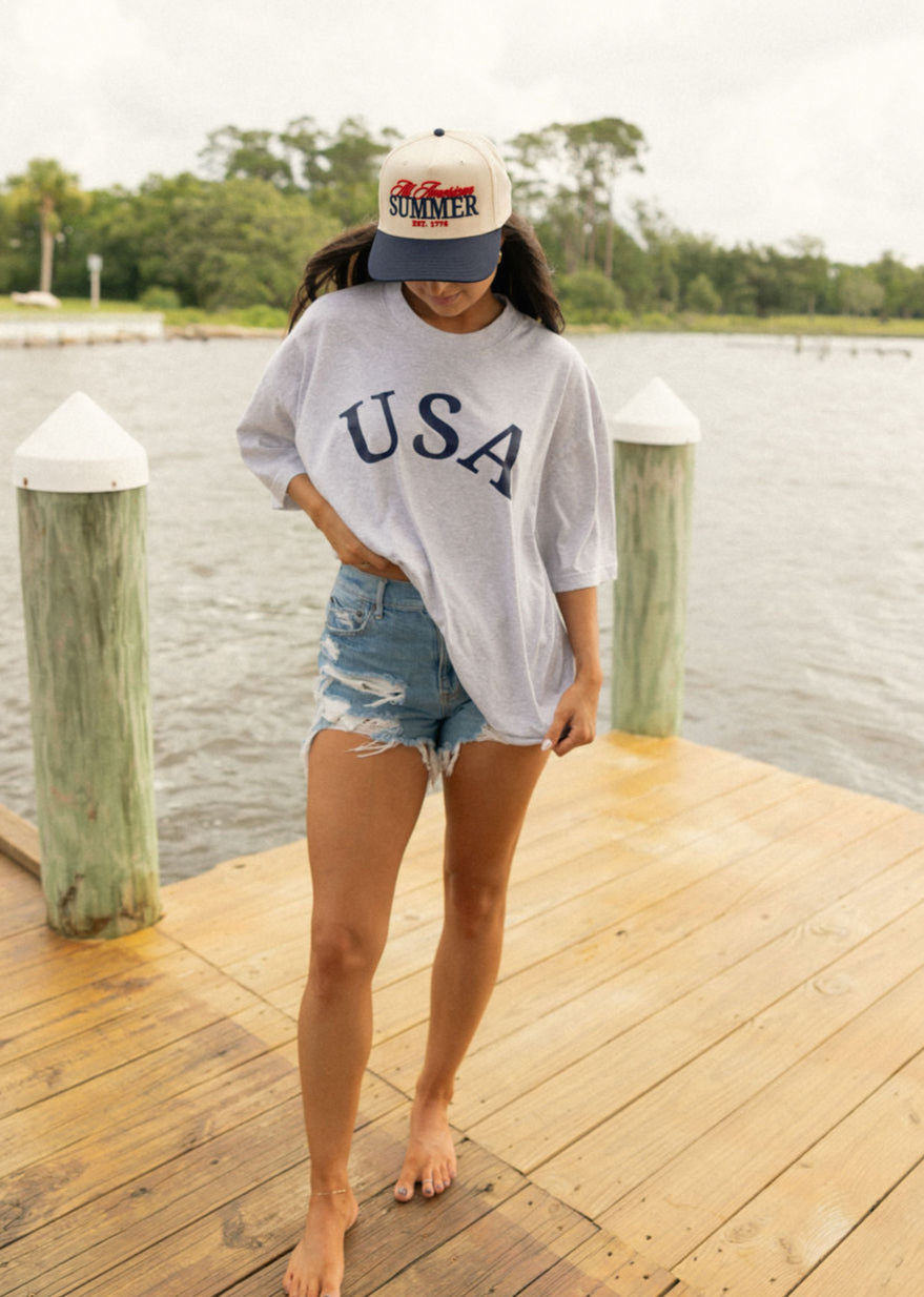USA Tee- Light Gray