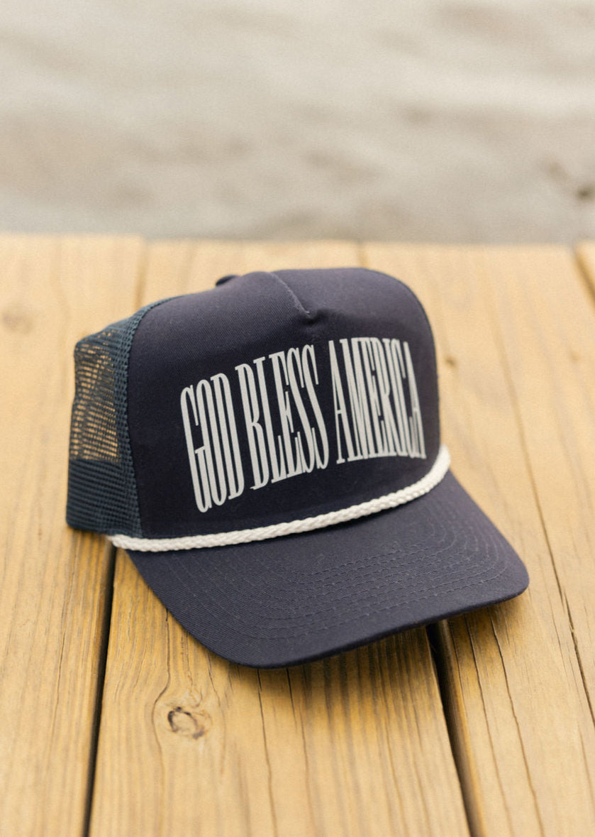God Bless America Rope Hat- Navy