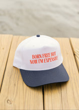 Load image into Gallery viewer, Born Free Trucker Hat- White and Navy
