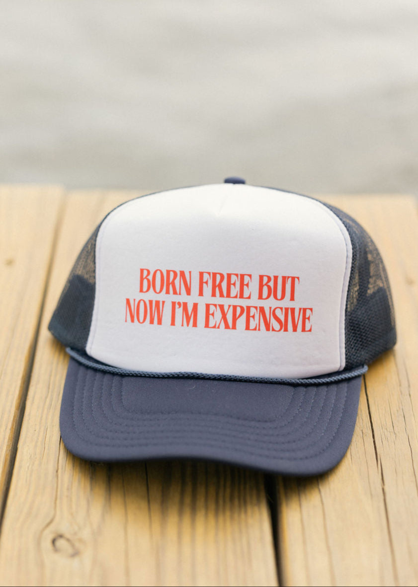 Born Free Trucker Hat- Navy and White