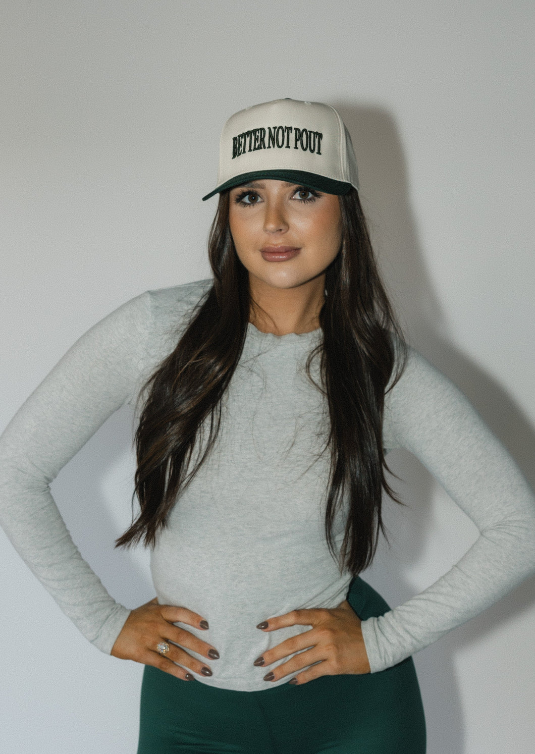 Better Not Pout Hat- Dark Green