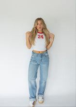 Load image into Gallery viewer, Varsity Number Baby Tee- Red
