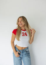 Load image into Gallery viewer, Varsity Number Baby Tee- Red
