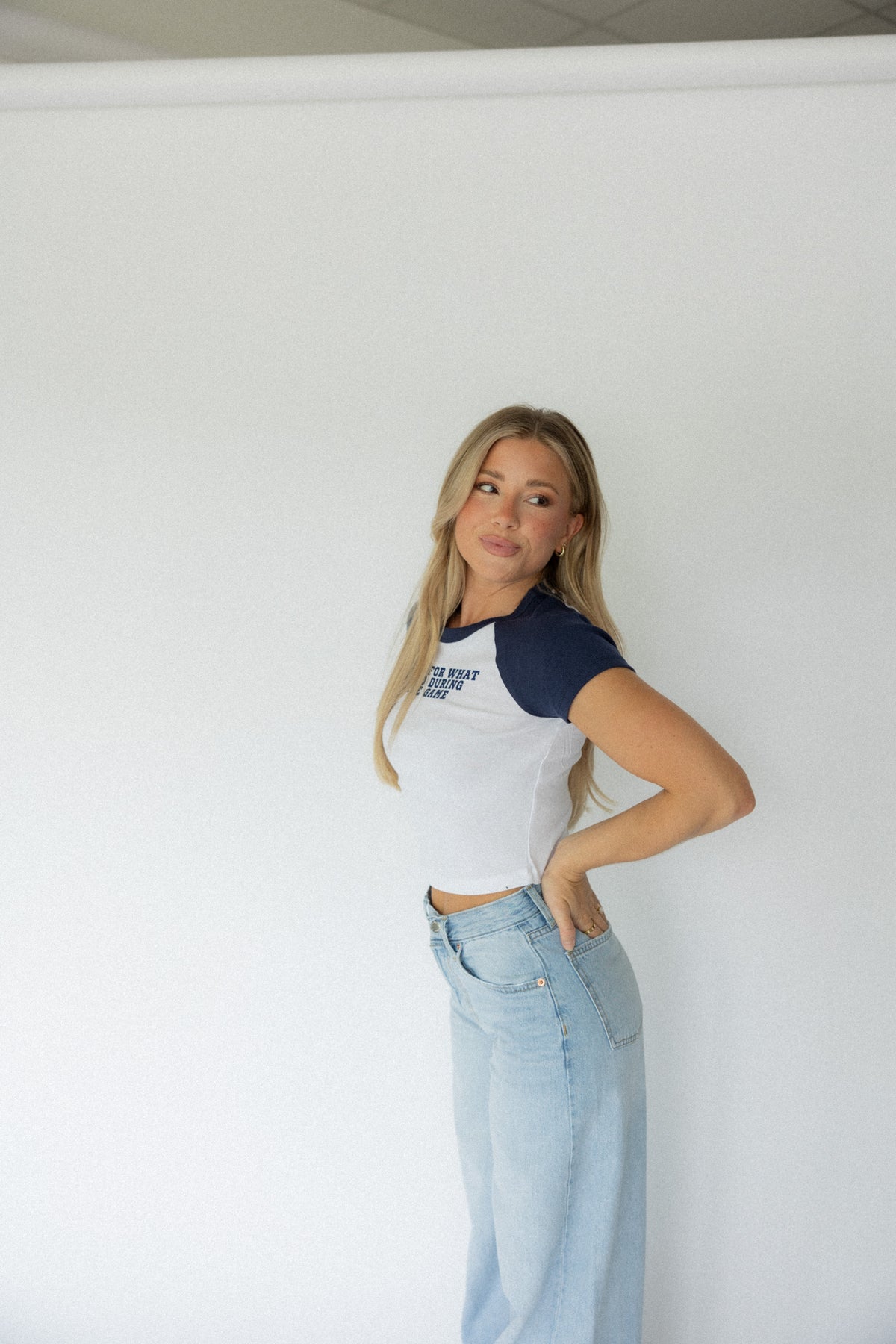 Sorry For What I Said Baby Tee- Navy