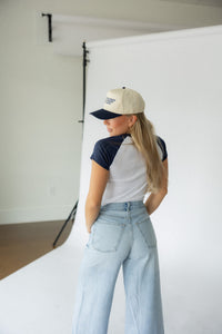 Sorry For What I Said Baby Tee- Navy