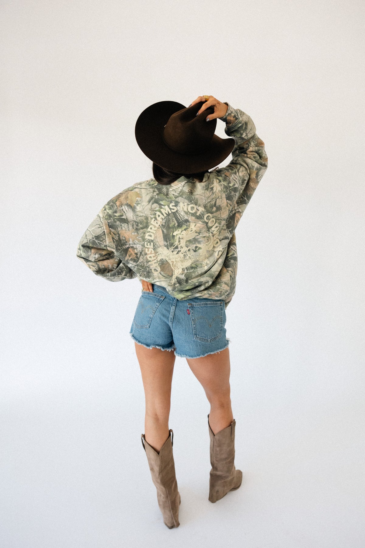 Chase Dreams Script Sweatshirt- Camo