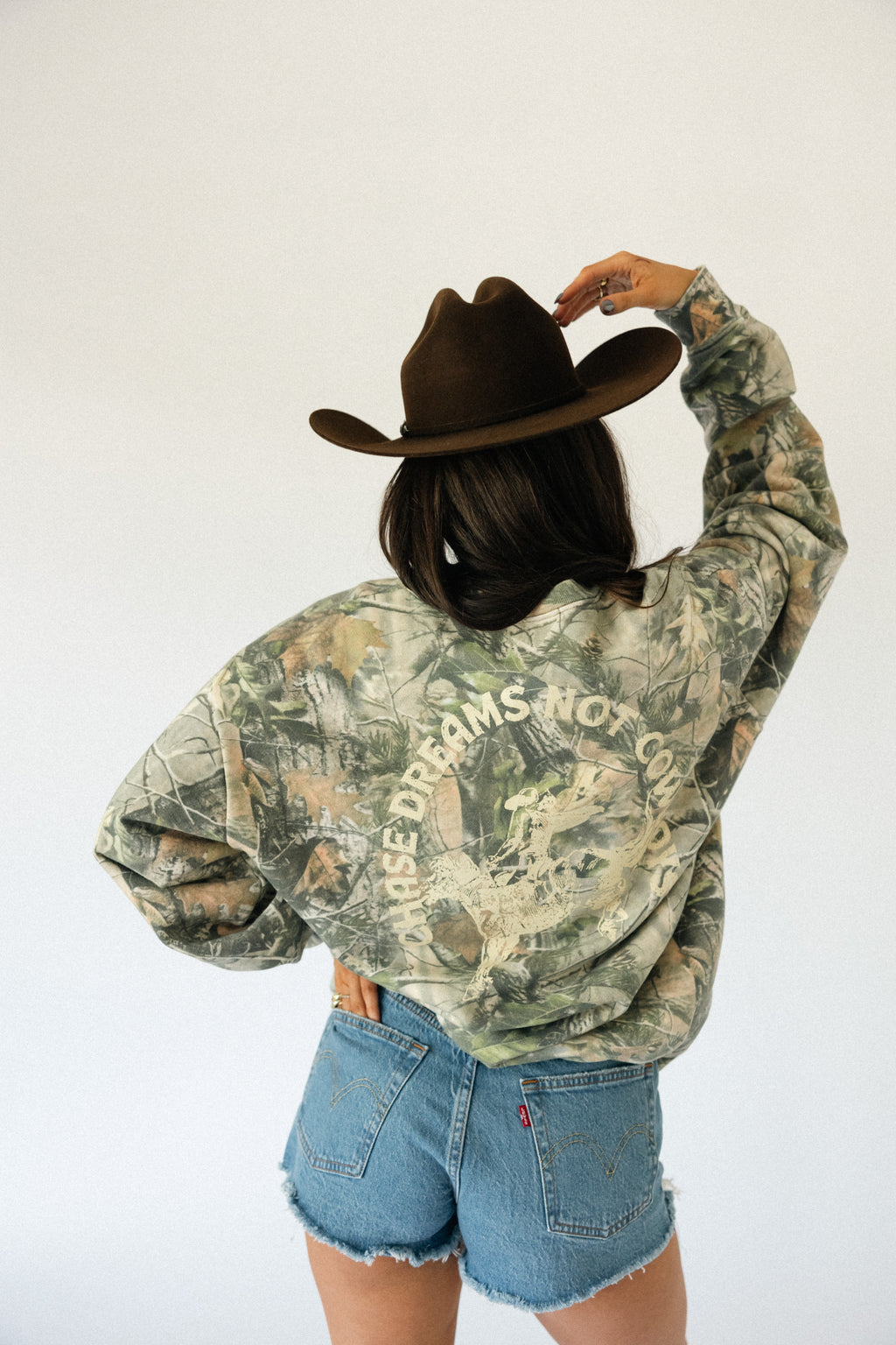 Chase Dreams Script Sweatshirt- Camo