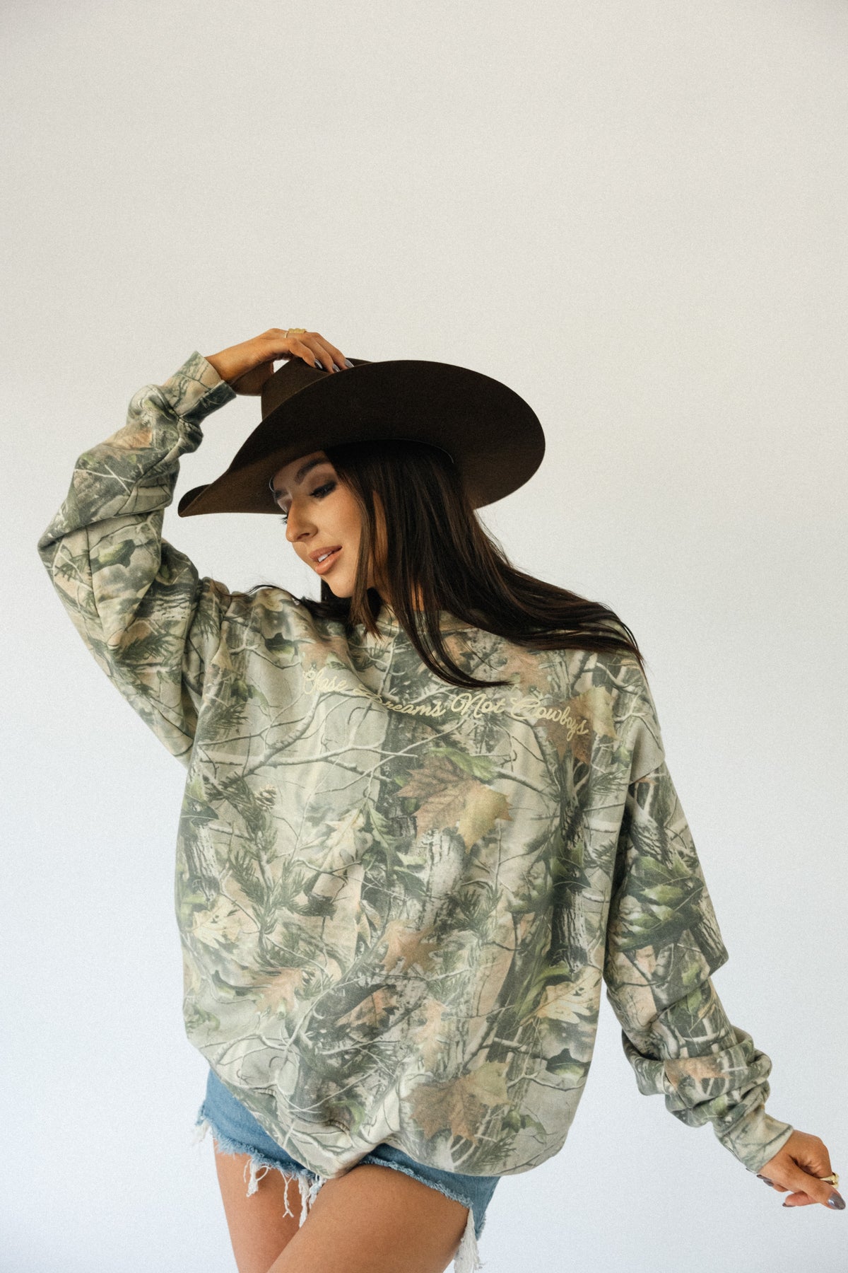 Chase Dreams Script Sweatshirt- Camo
