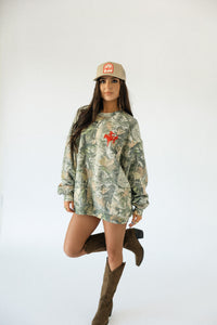 Bronco Sweatshirt- Camo with Red