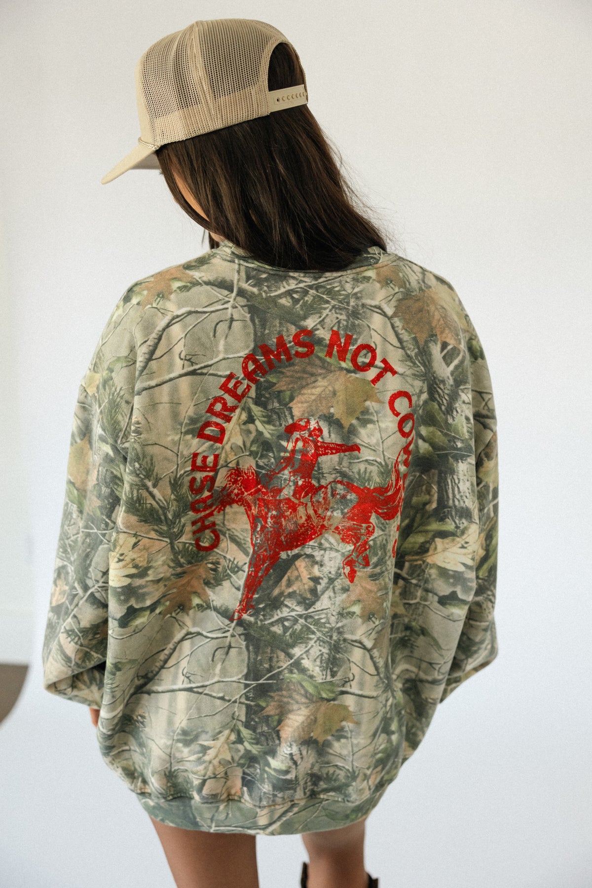 Bronco Sweatshirt- Camo with Red