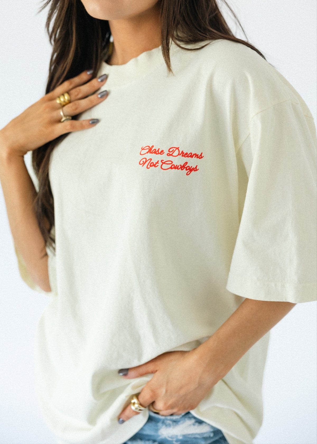 CDNC Script Tee- Cream