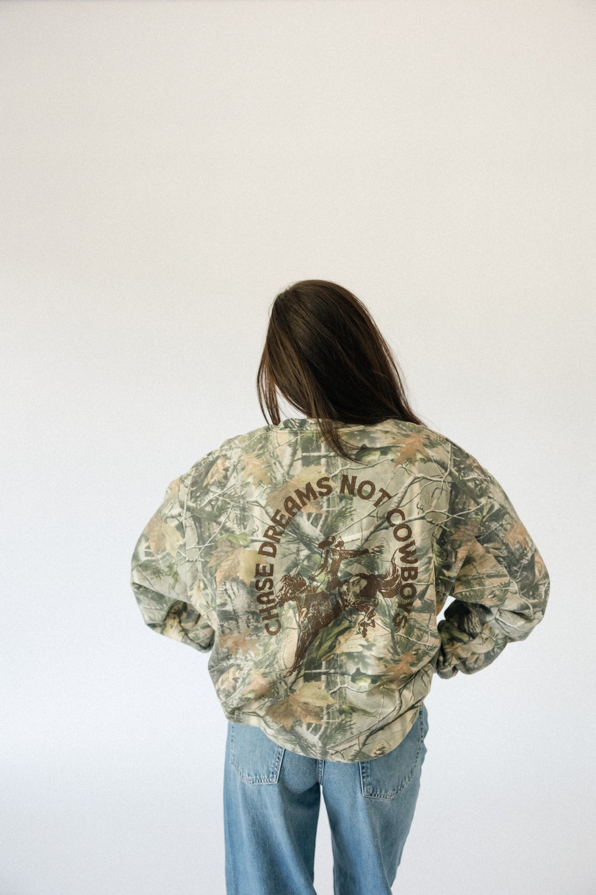 Bronco Sweatshirt- Camo with Brown