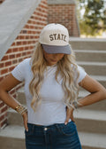 The Arched State Hat- Brown Polka Dot