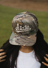Load image into Gallery viewer, State Script Camo Trucker Hat
