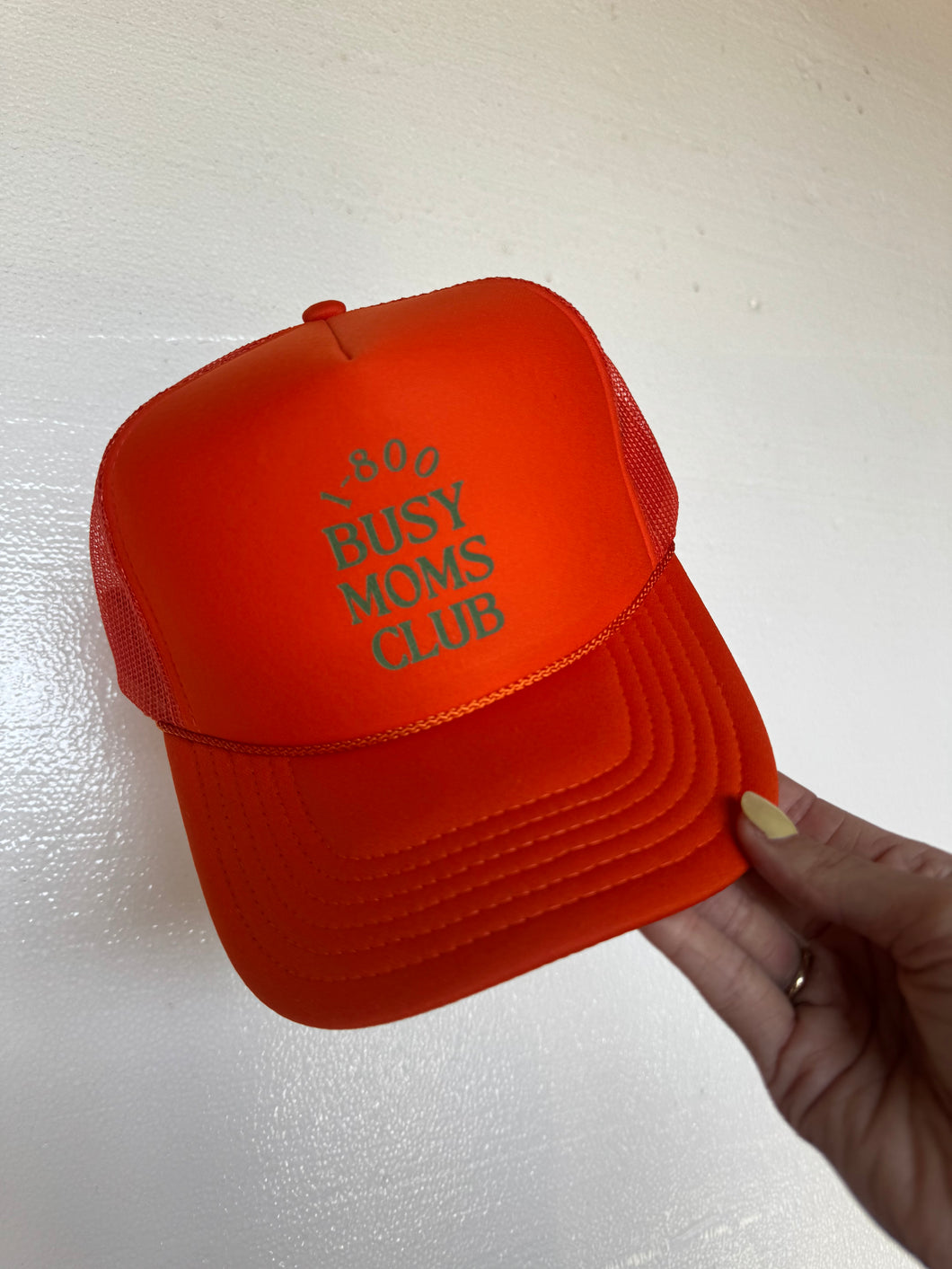Busy Moms Club Hat- Orange and Green