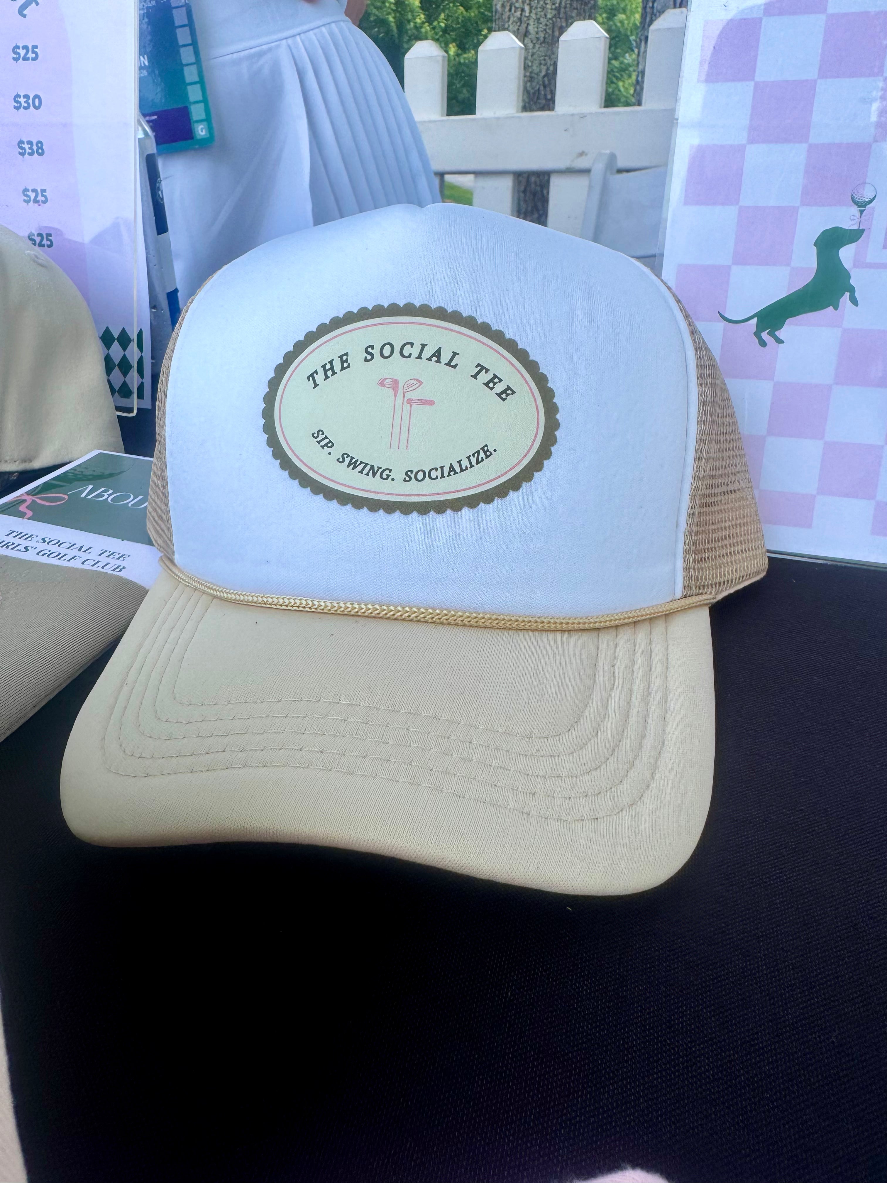 The Social Tee Oval Logo Hat- Tan/White