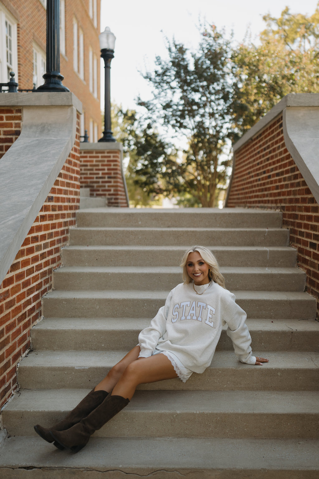 State of Mind Appliqué Mockneck- Oat Grey