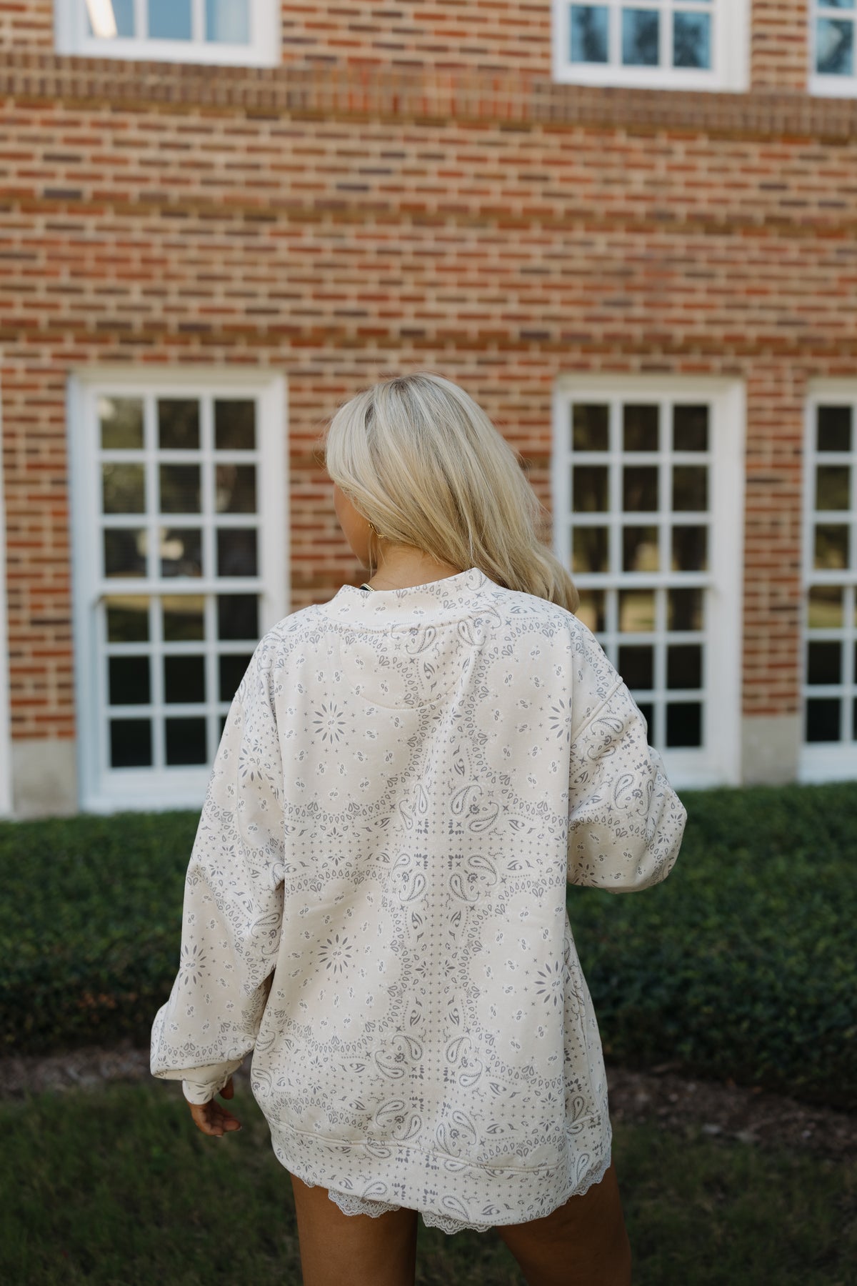 State of Mind Appliqué Mockneck- Bandana Print