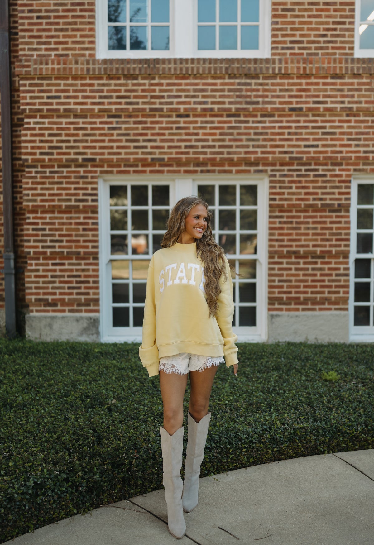 State of Mind Appliqué Mockneck- Yellow