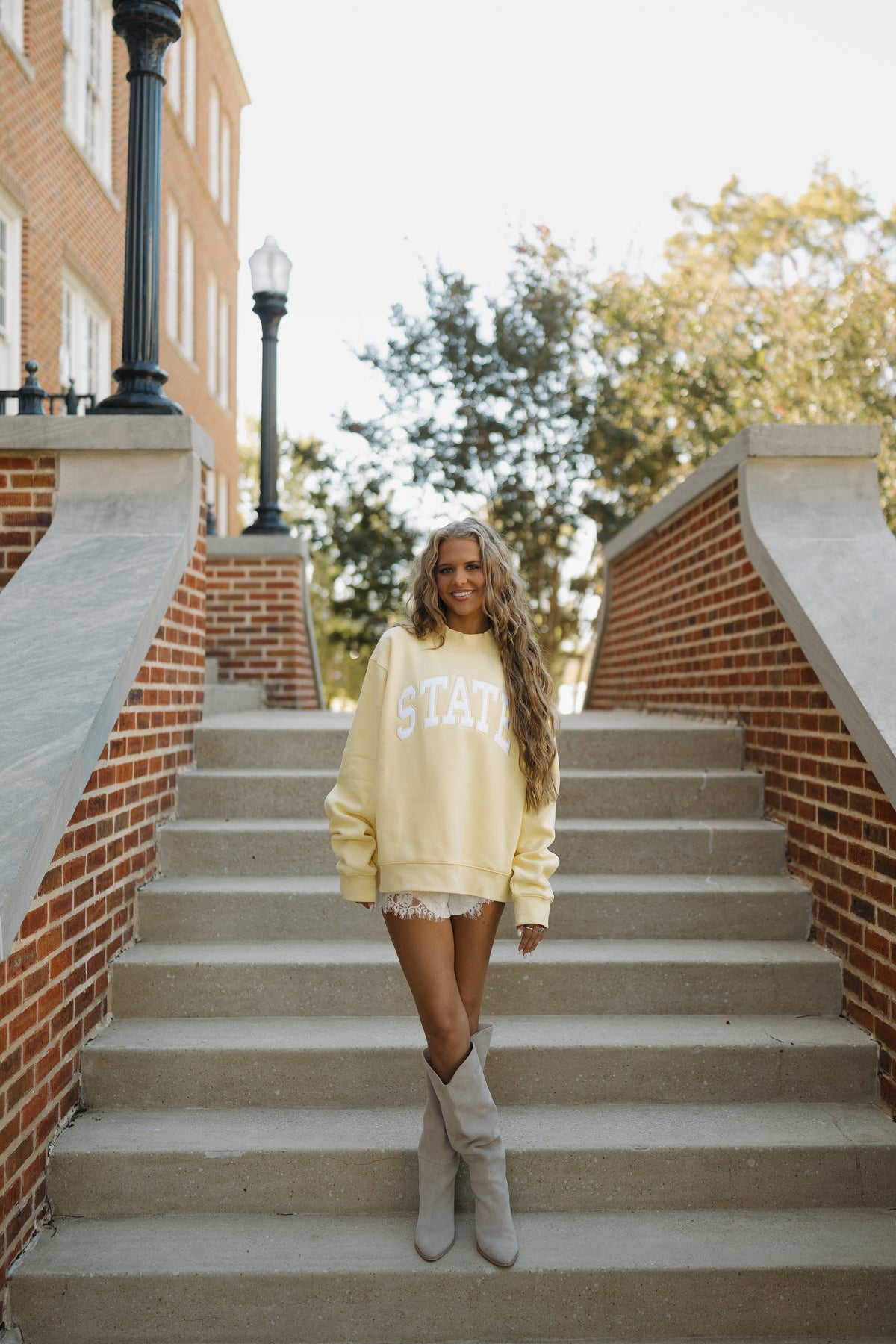 State of Mind Appliqué Mockneck- Yellow