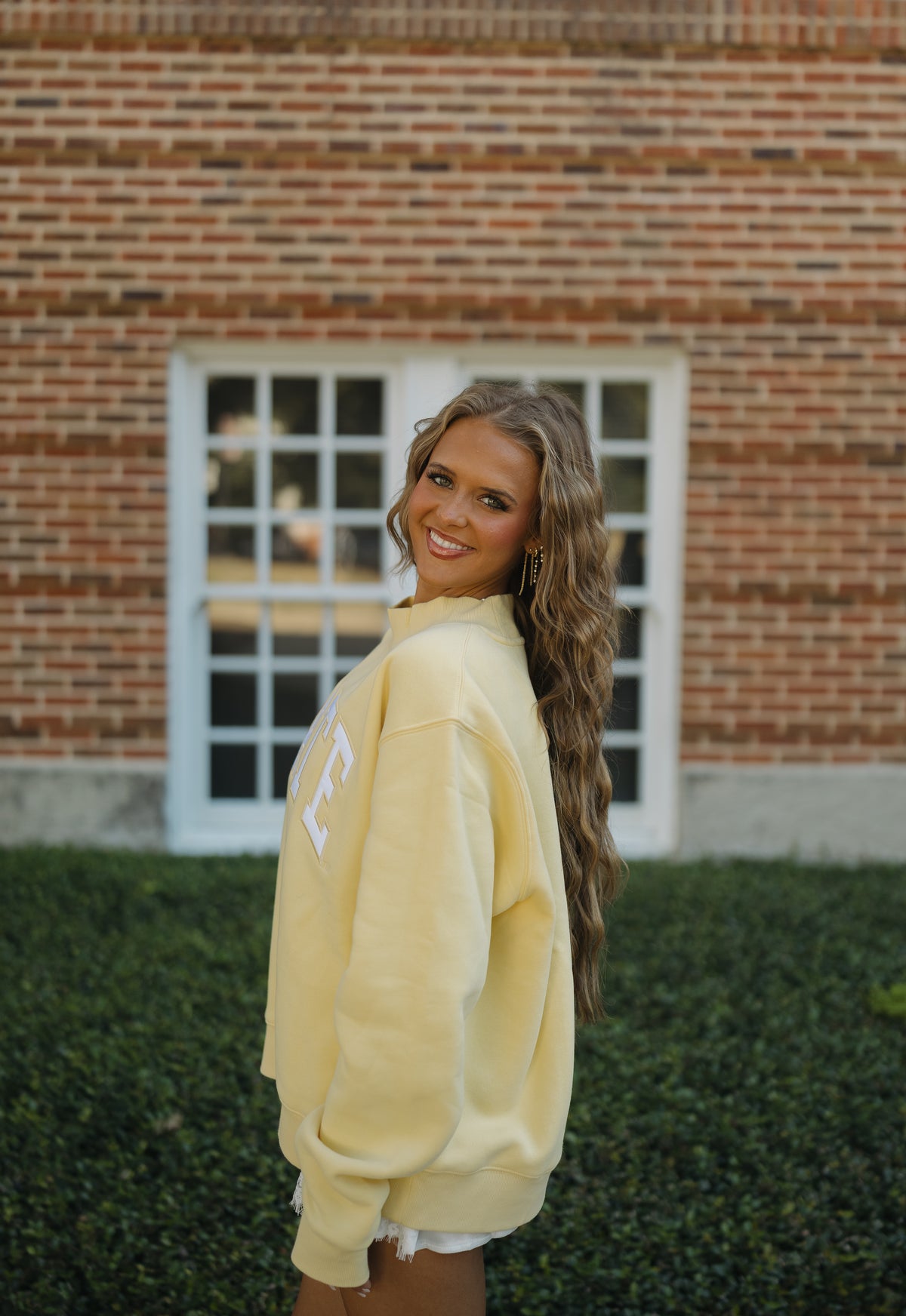 State of Mind Appliqué Mockneck- Yellow