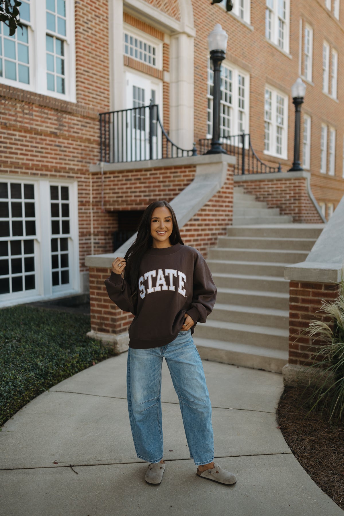 State of Mind Appliqué Mockneck- Chocolate