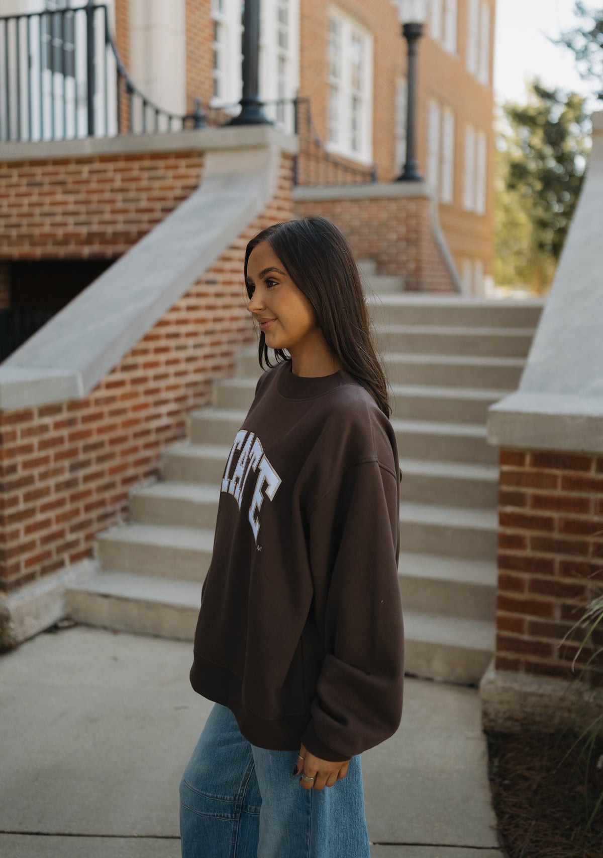 State of Mind Appliqué Mockneck- Chocolate