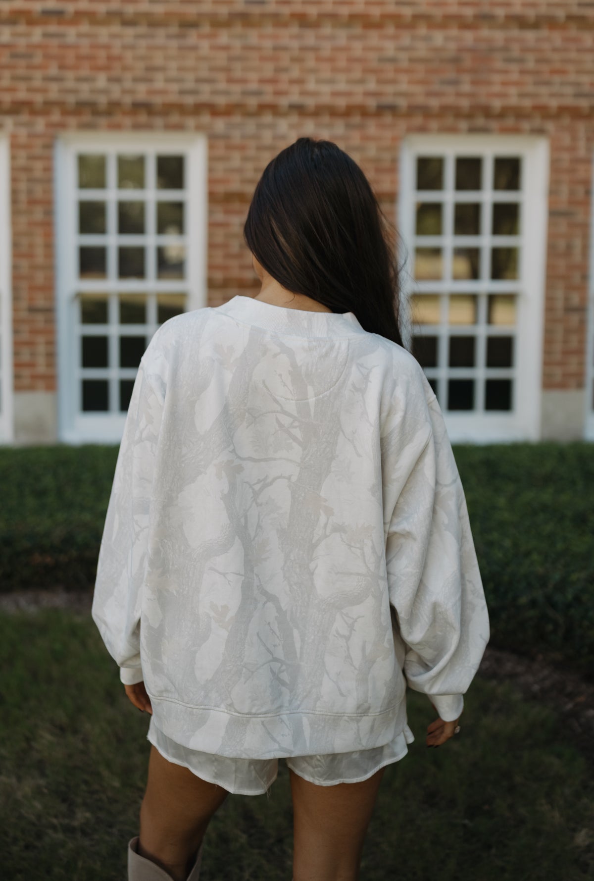 State of Mind Appliqué Mockneck- White Camo