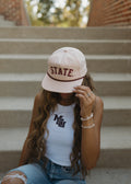 The Arched State Hat- Peach and Maroon