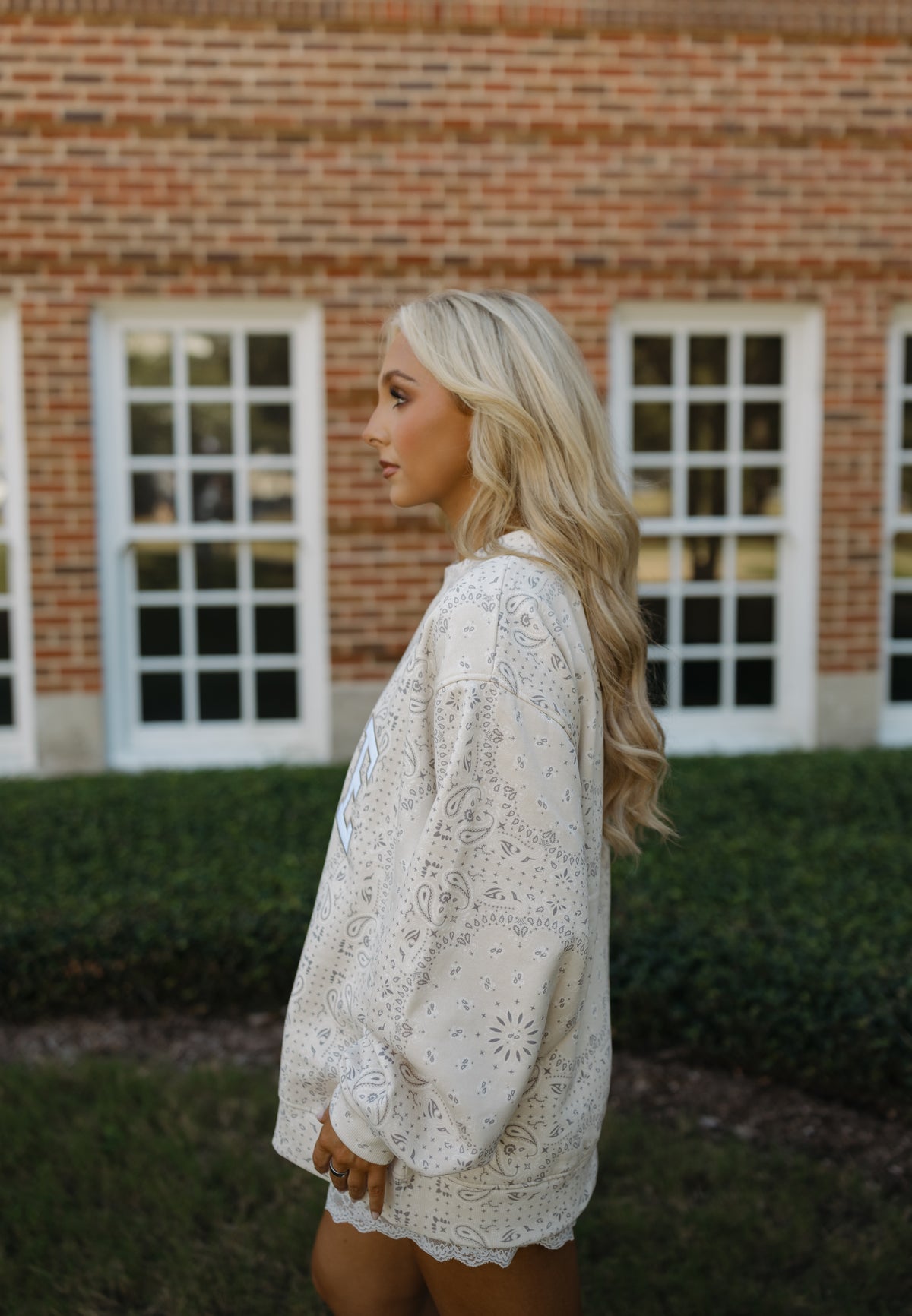 State of Mind Appliqué Mockneck- Bandana Print