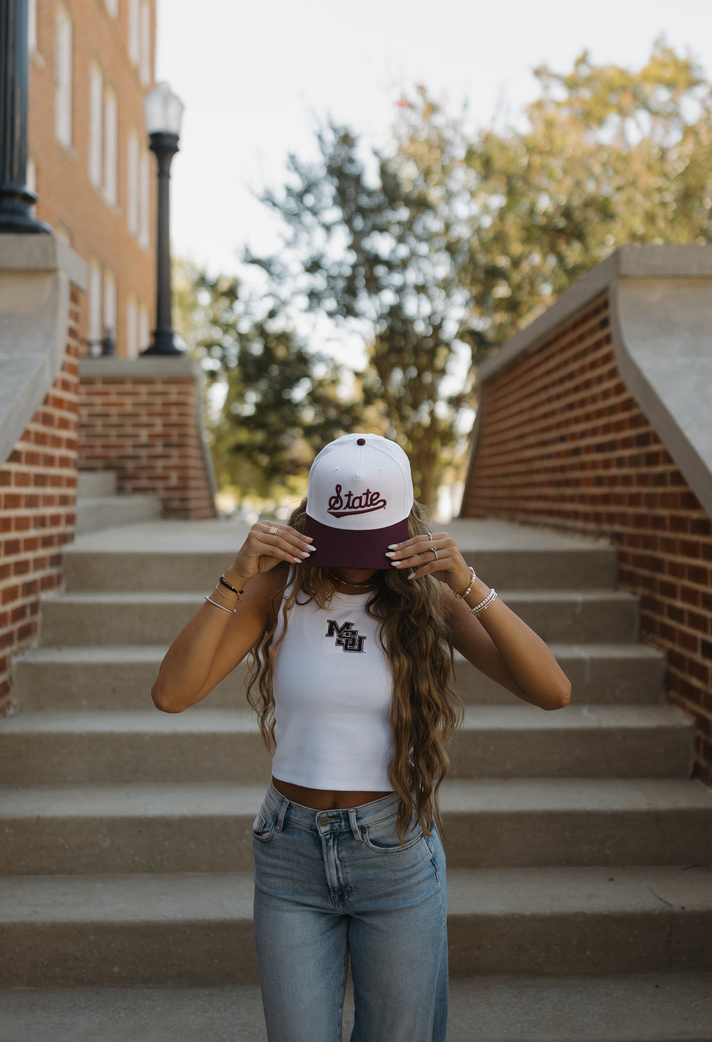The Classic State Two-Tone Hat- White