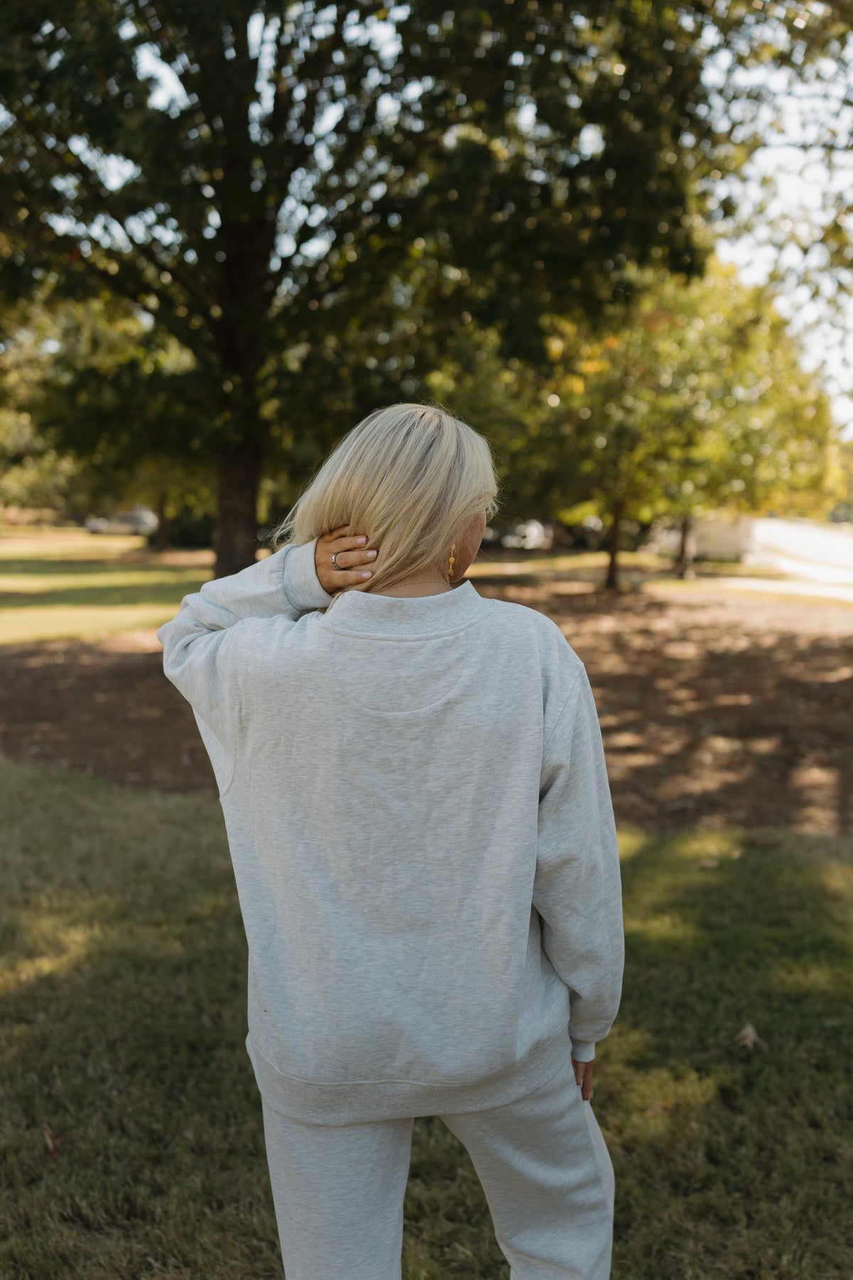 State of Mind Appliqué Mockneck- Ash Gray