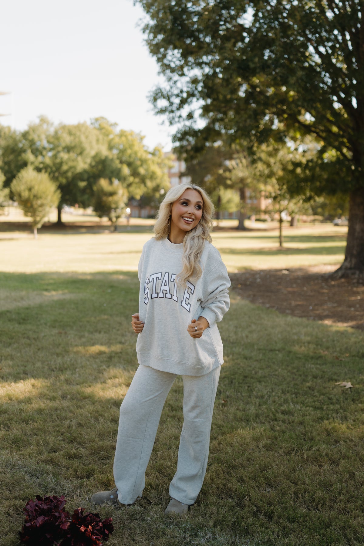 State of Mind Appliqué Mockneck- Ash Gray