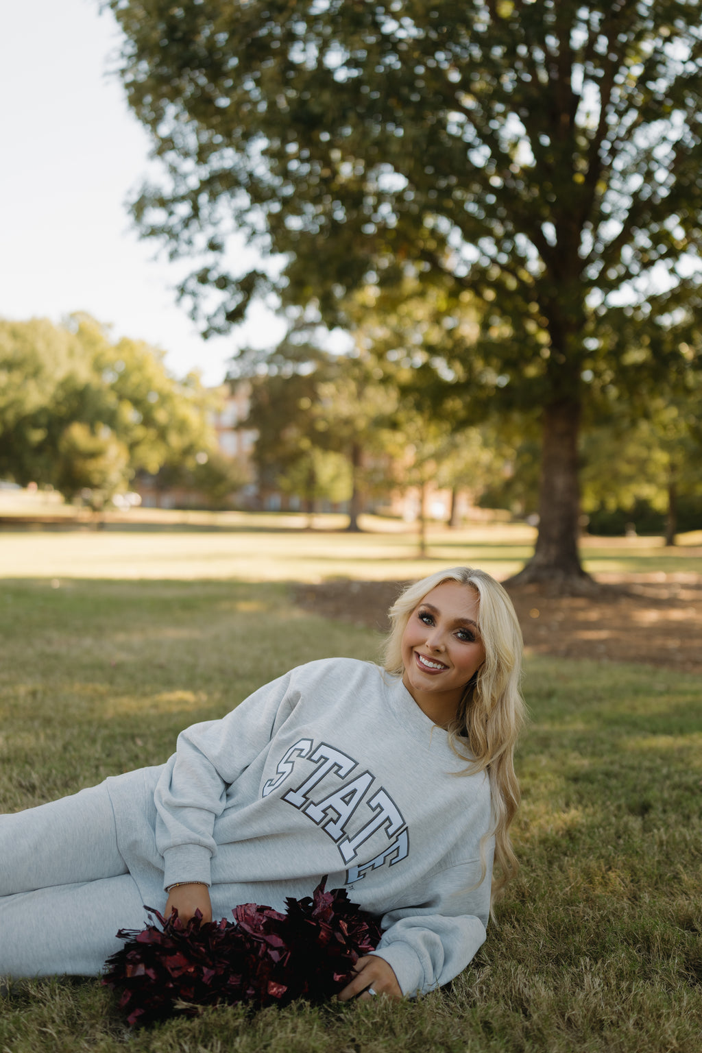 State of Mind Appliqué Mockneck- Ash Gray