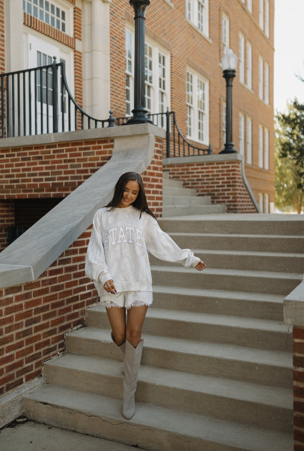 State of Mind Appliqué Mockneck- White Camo