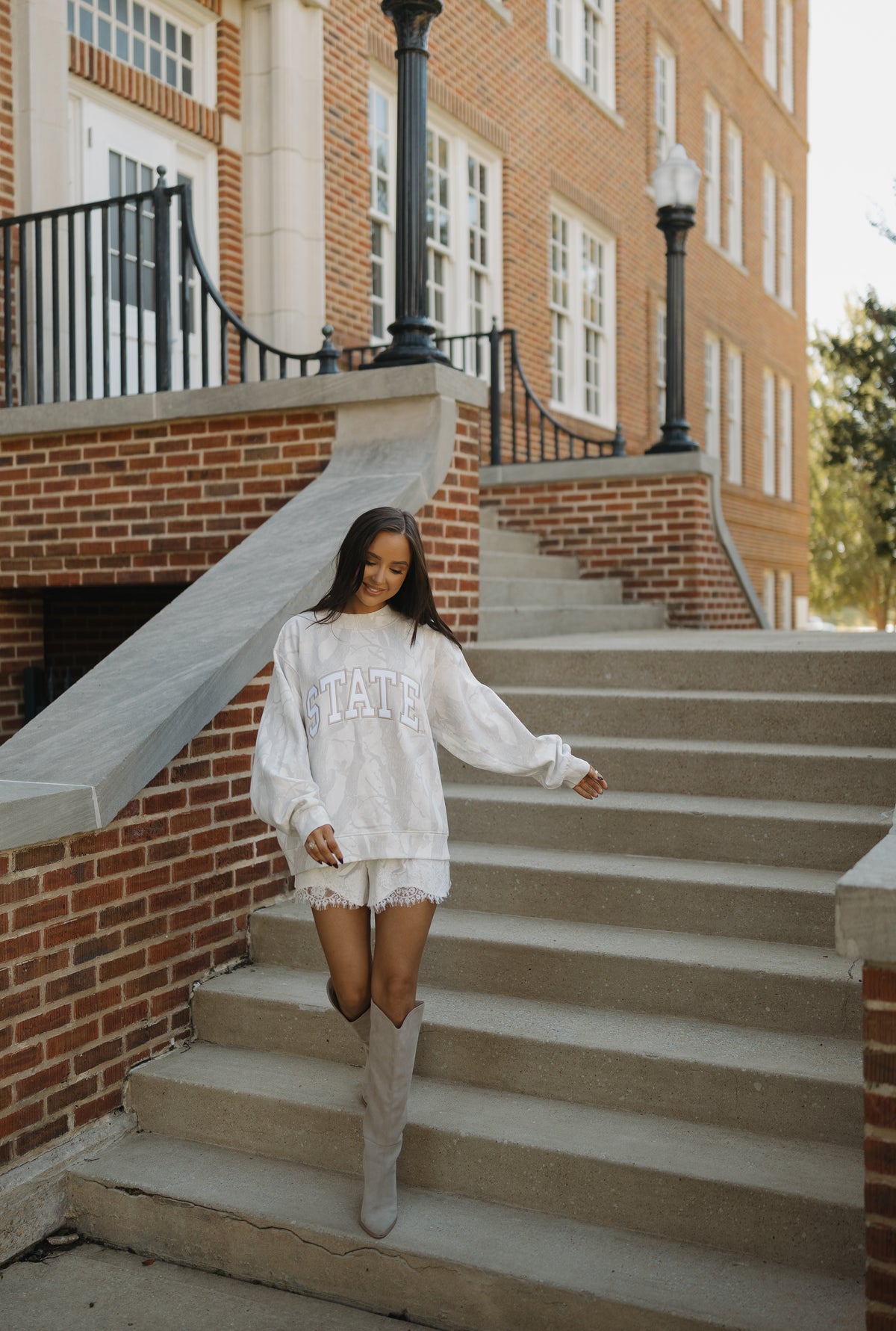 State of Mind Appliqué Mockneck- White Camo