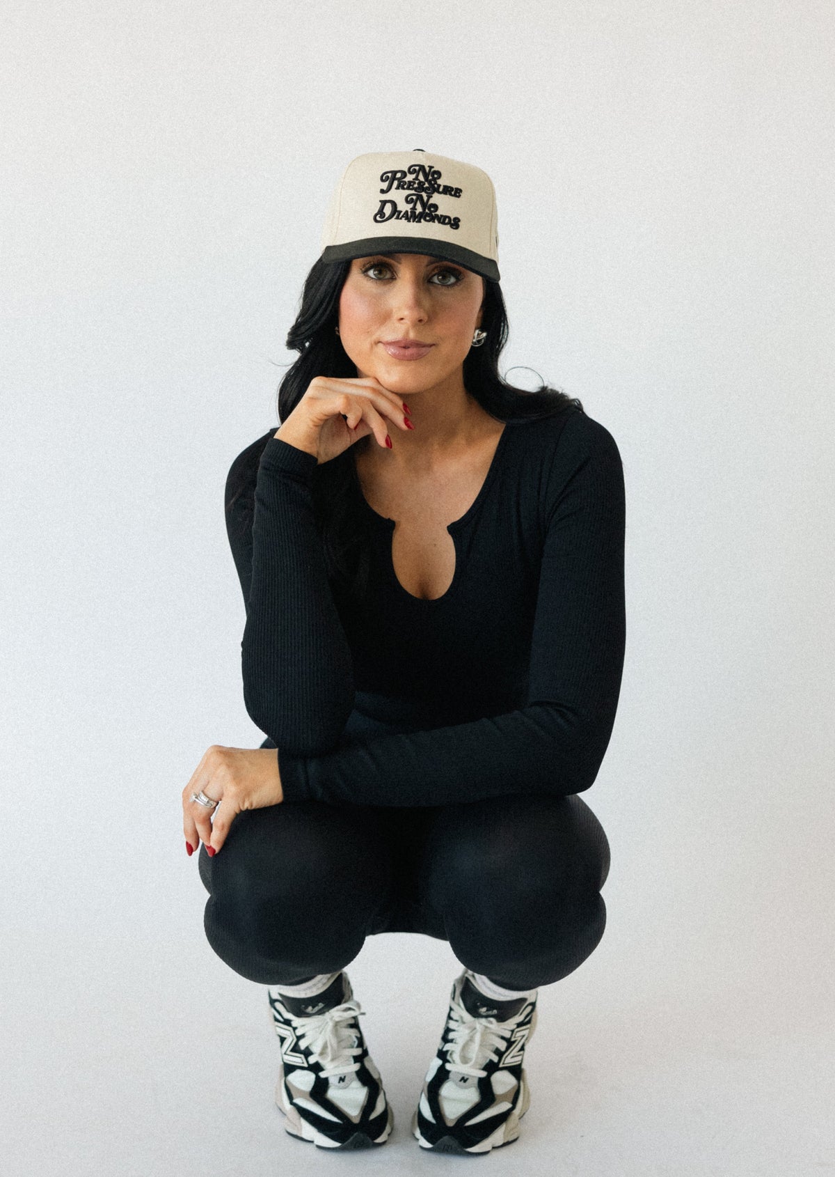 No Pressure, No Diamonds Hat- Black