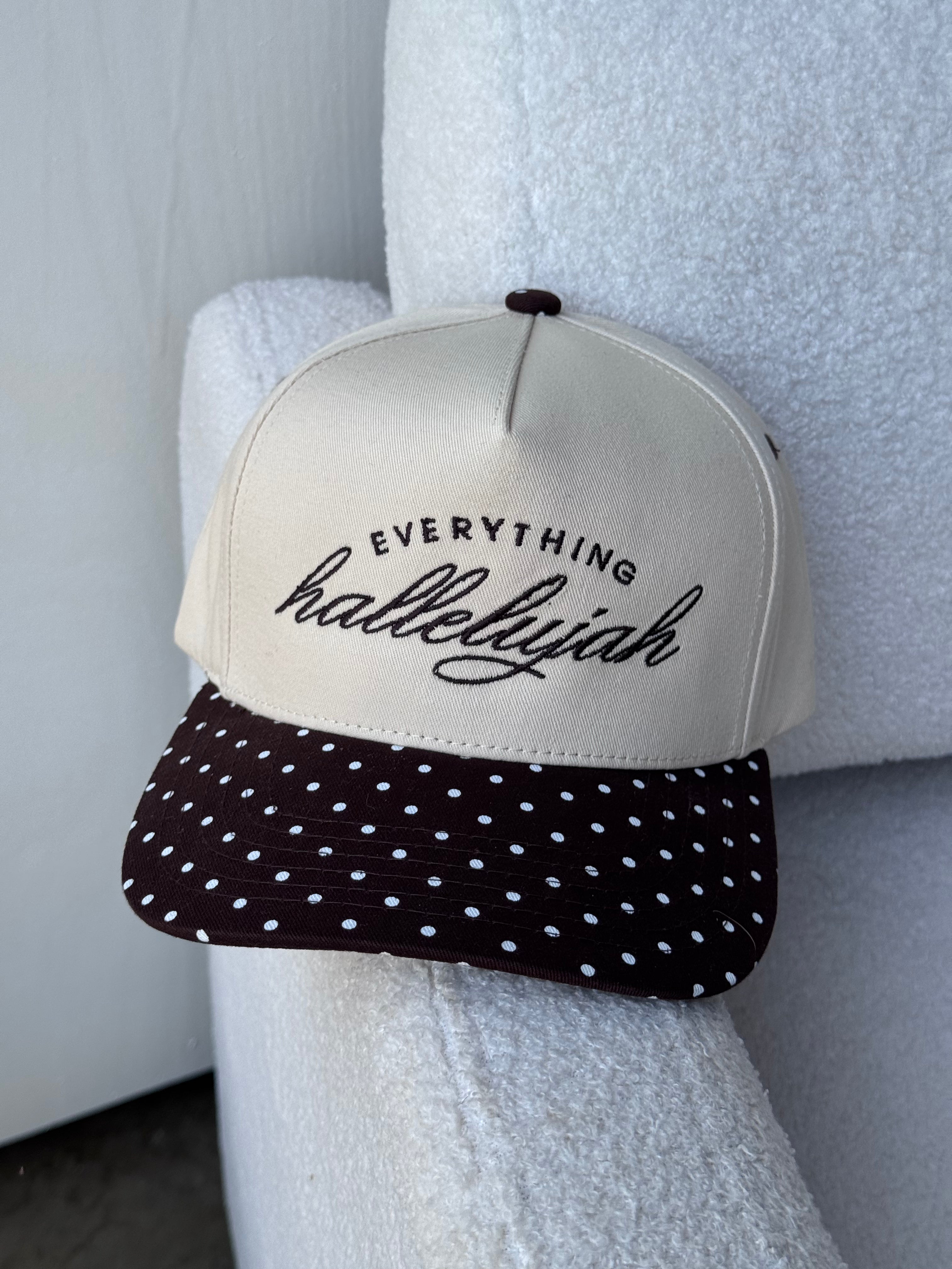 Script Everything Hallelujah Hat- Polka Dot